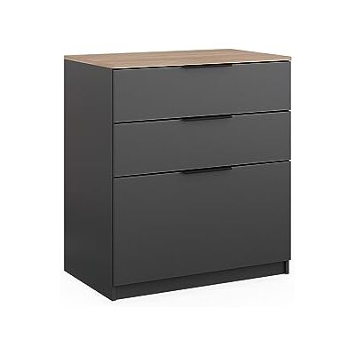 Vicco Commode met laden "Betti", antraciet/Sonoma, 50 x 90 cm Voor opslag en als opslagplaats in de woonkamer of slaapkamer Vicco Commode met laden "Betti", antraciet/Sonoma, 50 x 90 cm Voor opslag en als opslagplaats in de woonkamer of slaapkamer