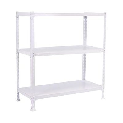 Simon Rack Ecoclick Opbergrek met 3 niveaus, 60 kg, draagvermogen en buigpunt, 900 x 1100 x 300 mm, rek voor zware belasting, garagerek, wit Simon Rack Ecoclick Opbergrek met 3 niveaus, 60 kg, draagvermogen en buigpunt, 900 x 1100 x 300 mm, rek voor zware belasting, garagerek, wit
