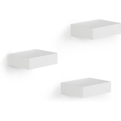 Umbra displayplankenset, zwevende wandplank voor kleine voorwerpen en meer, set van 3, wit Umbra displayplankenset, zwevende wandplank voor kleine voorwerpen en meer, set van 3, wit