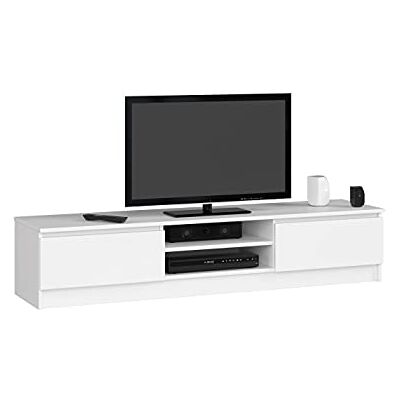 AKORD TV-kast K-160 Klassieke TV TV-bank Moderne tv H33 x B160 x D40 cm, Gewicht 30 kg Kleur: Wit AKORD TV-kast K-160 Klassieke TV TV-bank Moderne tv H33 x B160 x D40 cm, Gewicht 30 kg Kleur: Wit