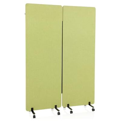 hjh OFFICE FLEXMIUT 891002 akoestische scheidingswand, beweegbaar, 177 x 60 cm, 2 stuks, scherm met wielen en glijders, stof, groen hjh OFFICE FLEXMIUT 891002 akoestische scheidingswand, beweegbaar, 177 x 60 cm, 2 stuks, scherm met wielen en glijders, stof, groen