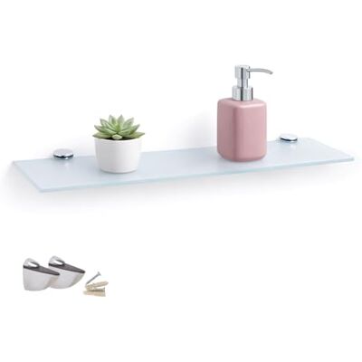 Euro Tische Glazen wandrek, wit glas, glazen rek voor de badkamer, wit glas, doucherek met 6 mm ESG veiligheidsglas en metalen houders, verschillende maten (30 cm) Euro Tische Glazen wandrek, wit glas, glazen rek voor de badkamer, wit glas, doucherek met 6 mm ESG veiligheidsglas en metalen houders, verschillende maten (30 cm)