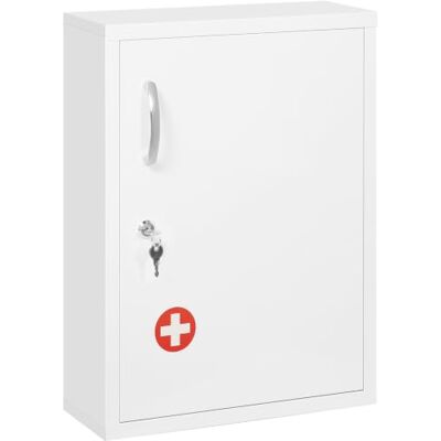 kleankin Apotheekkast afsluitbaar 3 compart. 40 x 15 x 53,5 cm, wit Afsluitbare EHBO-kast van koudgewalst staal. kleankin Apotheekkast afsluitbaar 3 compart. 40 x 15 x 53,5 cm, wit Afsluitbare EHBO-kast van koudgewalst staal.