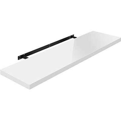 WOLTU Wandrek, wandplank, zwevend rek, boekenrek, cd, dvd, houten plaat, 90 x 22,9 x 3,8 cm, wit RG9481ws WOLTU Wandrek, wandplank, zwevend rek, boekenrek, cd, dvd, houten plaat, 90 x 22,9 x 3,8 cm, wit RG9481ws