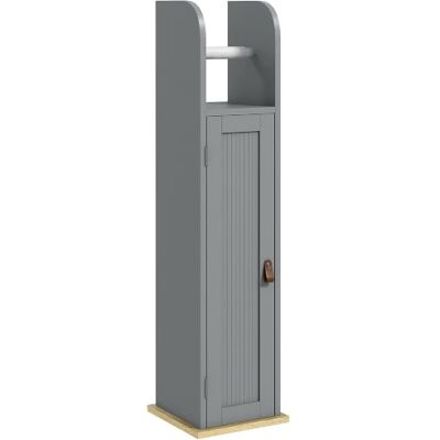kleankin Badkamermeubel, toiletpapierhouder, 20 x 20 x 80 cm, grijs Met kast en verstelbare planken kleankin Badkamermeubel, toiletpapierhouder, 20 x 20 x 80 cm, grijs Met kast en verstelbare planken