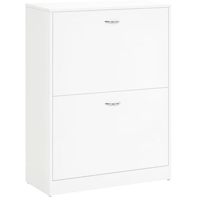 HOMCOM Schoenenkast met 2 klapdeuren, 60 x 24 x 80 cm, wit HOMCOM Schoenenkast met 2 klapdeuren, 60 x 24 x 80 cm, wit
