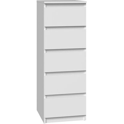 CDF Commode met 5 laden, slaapkamer, wit, meubel, opbergkast, ruim, voor woonkamer, kantoor, ruim en modern design, eenvoudig te installeren, 40 x 45 x 111 cm, kledingkast CDF Commode met 5 laden, slaapkamer, wit, meubel, opbergkast, ruim, voor woonkamer, kantoor, ruim en modern design, eenvoudig te installeren, 40 x 45 x 111 cm, kledingkast