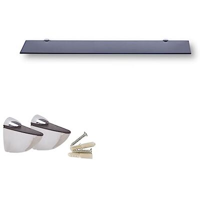 Euro Tische Glazen wandrek, zwart glas, glazen rek voor badkamer, zwart glas, doucheplank met 6 mm ESG veiligheidsglas en metalen houders, verschillende maten (70 cm) Euro Tische Glazen wandrek, zwart glas, glazen rek voor badkamer, zwart glas, doucheplank met 6 mm ESG veiligheidsglas en metalen houders, verschillende maten (70 cm)