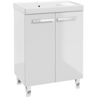 Deftrans . Meuble de salle de bain avec lavabo en céramique, 80 x 60 cm, blanc brillant, avec égouttoir, système de fermeture amortie, lavabo avec meuble bas de 60 cm de large Deftrans . Meuble de salle de bain avec lavabo en céramique, 80 x 60 cm, blanc brillant, avec égouttoir, système de fermeture amortie, lavabo avec meuble bas de 60 cm de large