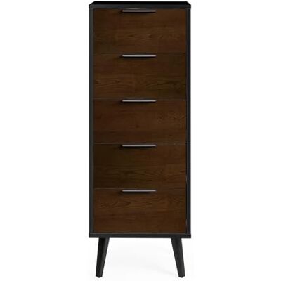 Julian Bowen Alba commode met 5 laden, 120,5 x 45 x 40 cm, walnoot/zwart Julian Bowen Alba commode met 5 laden, 120,5 x 45 x 40 cm, walnoot/zwart