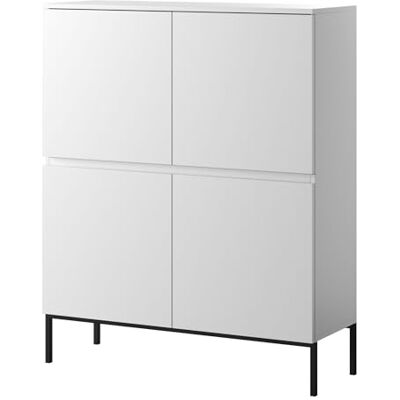 Selsey Commode, kast met 4 laden, 100 x 122 cm, op zwarte poten, opbergkast voor slaapkamer, wit Bemmi Selsey Commode, kast met 4 laden, 100 x 122 cm, op zwarte poten, opbergkast voor slaapkamer, wit Bemmi