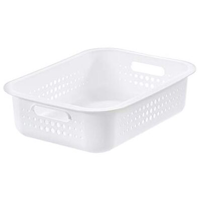 SmartStore Opbergmand 6 liter van gerecycled kunststof met handgrepen, wit, stapelbaar, BPA-vrij, kleine mand, 37 x 28 x 10 cm (l x b x h) SmartStore Opbergmand 6 liter van gerecycled kunststof met handgrepen, wit, stapelbaar, BPA-vrij, kleine mand, 37 x 28 x 10 cm (l x b x h)
