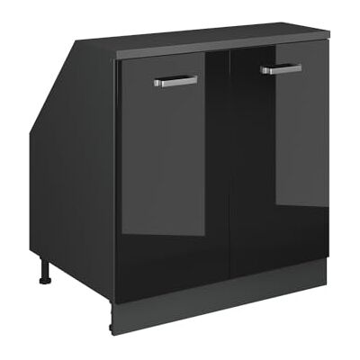 Vicco Schuifkast "R-Line", hoogglans zwart, 80 cm, 2 deuren, 60 cm diep, voor een vrije combinatie in modulaire keukensystemen Vicco Schuifkast "R-Line", hoogglans zwart, 80 cm, 2 deuren, 60 cm diep, voor een vrije combinatie in modulaire keukensystemen