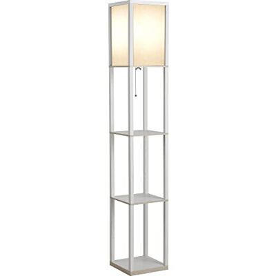 HOMCOM Vloerlamp, rek, 26 l x 26 b x 160 cm, 3 planken, 4 niveaus, MDF, wit HOMCOM Vloerlamp, rek, 26 l x 26 b x 160 cm, 3 planken, 4 niveaus, MDF, wit