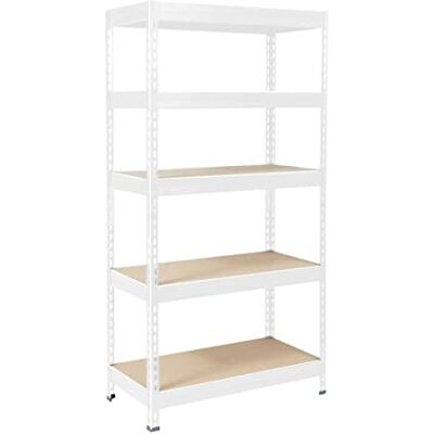 KARAT Zware rekken voor garage, kelder, werkplaats, steekrek, brede plank, hoekrek, bandenrek (wit, 180 x 90 x 45 cm) KARAT Zware rekken voor garage, kelder, werkplaats, steekrek, brede plank, hoekrek, bandenrek (wit, 180 x 90 x 45 cm)