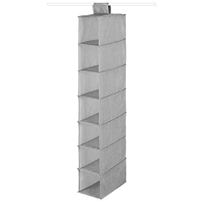 Compactor RAN10167 Hangorganizer voor schoenen en kleding, 7 vakken, klittenbandsluiting, belastbaar tot 6 kg, grijs/wit, Boston serie, 15 x 30 x 105 cm Compactor RAN10167 Hangorganizer voor schoenen en kleding, 7 vakken, klittenbandsluiting, belastbaar tot 6 kg, grijs/wit, Boston serie, 15 x 30 x 105 cm