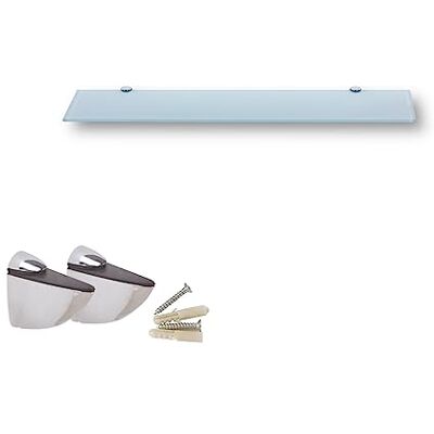 Euro Tische Glazen wandrek, wit glas, glazen rek voor badkamer, wit glas, doucheplank met 6 mm ESG veiligheidsglas en metalen houders, verschillende maten (60 cm) Euro Tische Glazen wandrek, wit glas, glazen rek voor badkamer, wit glas, doucheplank met 6 mm ESG veiligheidsglas en metalen houders, verschillende maten (60 cm)
