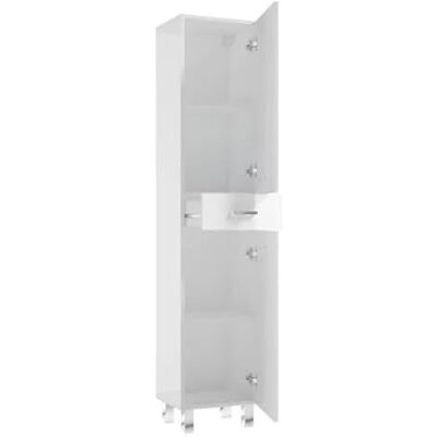 Deftrans Smalle badkamerkast, wit glanzend, 170 x 35 x 30 cm, hoge kast om neer te zetten voor kleine badkamers, smalle badkamerkast met deuren en lade Deftrans Smalle badkamerkast, wit glanzend, 170 x 35 x 30 cm, hoge kast om neer te zetten voor kleine badkamers, smalle badkamerkast met deuren en lade