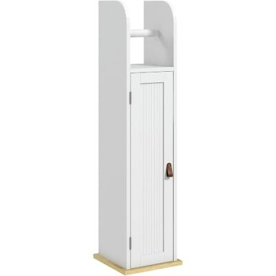 kleankin Badkamermeubel, toiletpapierhouder, 20 x 20 x 80 cm, wit Met kast en verstelbare planken kleankin Badkamermeubel, toiletpapierhouder, 20 x 20 x 80 cm, wit Met kast en verstelbare planken