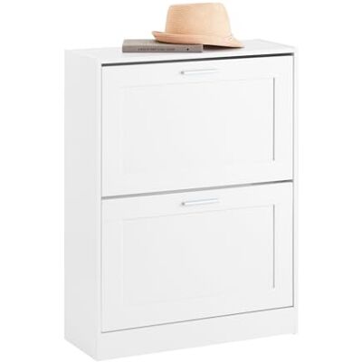 SoBuy Schoenenkast, schoenenkast, schoenenkast, entreekast, schoenenkast met 2 kleppen, voor entree, hal, 60 x 25 x 80 cm (l x d x h), wit, FSR137-W SoBuy Schoenenkast, schoenenkast, schoenenkast, entreekast, schoenenkast met 2 kleppen, voor entree, hal, 60 x 25 x 80 cm (l x d x h), wit, FSR137-W