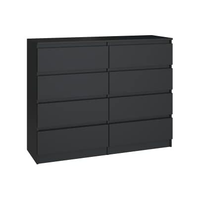 CDF Commode met 8 laden, commode, slaapkamer, zwart, meubels, ruime opbergkast voor woonkamer, kantoor, ruim en modern design, eenvoudig te installeren, 40 x 97 x 120 cm, kledingkast CDF Commode met 8 laden, commode, slaapkamer, zwart, meubels, ruime opbergkast voor woonkamer, kantoor, ruim en modern design, eenvoudig te installeren, 40 x 97 x 120 cm, kledingkast
