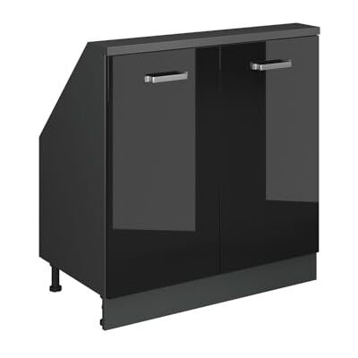 Vicco Rion opbergkast onder helling, zwart hoogglans/antraciet Vicco Rion opbergkast onder helling, zwart hoogglans/antraciet