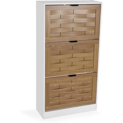 Versa Brown Viken Schoenenkast met 3 laden, moderne stijl, spaanplaat, bruin en wit, 115 x 60 x 24 cm Versa Brown Viken Schoenenkast met 3 laden, moderne stijl, spaanplaat, bruin en wit, 115 x 60 x 24 cm