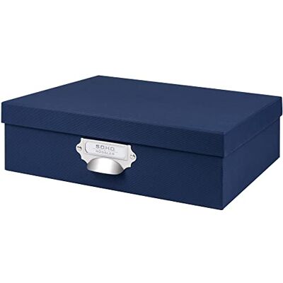 Rössler Papier 1343452900 S.O.H.O. opbergdoos met handvat en beschrijfbaar etiket, marineblauw, 337 x 105 x 255 mm, 1 stuk Rössler Papier 1343452900 S.O.H.O. opbergdoos met handvat en beschrijfbaar etiket, marineblauw, 337 x 105 x 255 mm, 1 stuk