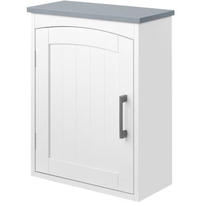 kleankin hangende toiletkast met deur, 41 x 18,5 x 52 cm, wit Wandmedicijnkast, badkamerkast, verstelbare plank, MDF kleankin hangende toiletkast met deur, 41 x 18,5 x 52 cm, wit Wandmedicijnkast, badkamerkast, verstelbare plank, MDF