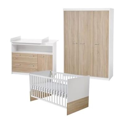 roba Set "Gabriella" met bed 70 x 140 cm, grote commode met standaard en 3-deurs kast roba Set "Gabriella" met bed 70 x 140 cm, grote commode met standaard en 3-deurs kast