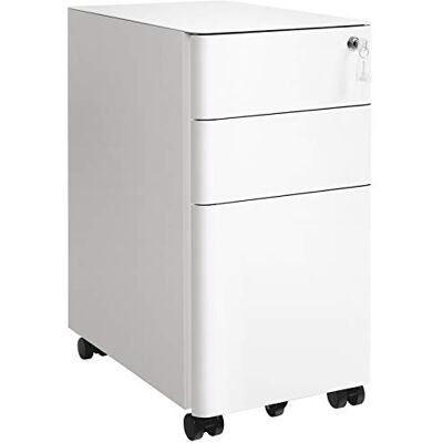 SONGMICS Rolcontainer, archiefkast, kantoorkast met wieltjes en slot, voor documenten in DIN A4, legal en briefformaat, hangmap, wit OFC030W01 SONGMICS Rolcontainer, archiefkast, kantoorkast met wieltjes en slot, voor documenten in DIN A4, legal en briefformaat, hangmap, wit OFC030W01