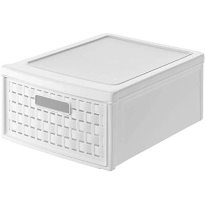 Rotho Country Ladebox, 8,3 l, met 1 lade van rotan, BPA-vrij, kunststof (PP), wit, klein/8,3 l (35,0 x 26,0 x 14,5 cm) Rotho Country Ladebox, 8,3 l, met 1 lade van rotan, BPA-vrij, kunststof (PP), wit, klein/8,3 l (35,0 x 26,0 x 14,5 cm)