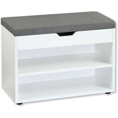 Kesper Schoenenkast met zitkussen Materiaal: vezelplaat Afmetingen: L60 x H45 x L30 cm Kleur Wit 15914 13 Kesper Schoenenkast met zitkussen Materiaal: vezelplaat Afmetingen: L60 x H45 x L30 cm Kleur Wit 15914 13