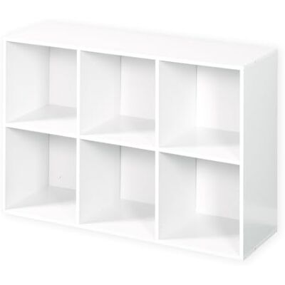 KARAT Elegant opbergrek voor de woonkamer, met zes vakken, boekenkast, van robuuste kubussen, model Vermont, wit, 29,8 b x 91,2 x 61 cm KARAT Elegant opbergrek voor de woonkamer, met zes vakken, boekenkast, van robuuste kubussen, model Vermont, wit, 29,8 b x 91,2 x 61 cm