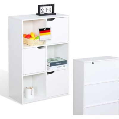 KARAT Elegant opbergrek met meerdere vakken, slaapkamerboekenkast in kubusvorm, met veiligheidsgordel, kantelbeveiliging (Connecticut wit, 29 b x 59,6 l x 91 cm (6 vakjes)) KARAT Elegant opbergrek met meerdere vakken, slaapkamerboekenkast in kubusvorm, met veiligheidsgordel, kantelbeveiliging (Connecticut wit, 29 b x 59,6 l x 91 cm (6 vakjes))