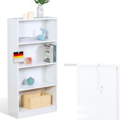 KARAT Elegant opbergrek met meerdere vakken, boekenkast voor de slaapkamer, in kubusvorm, met veiligheidsgordel, kantelbeveiliging (wit Maine, 24 x 60 x 121,5 cm (b x d x h) (4 vakjes)) KARAT Elegant opbergrek met meerdere vakken, boekenkast voor de slaapkamer, in kubusvorm, met veiligheidsgordel, kantelbeveiliging (wit Maine, 24 x 60 x 121,5 cm (b x d x h) (4 vakjes))
