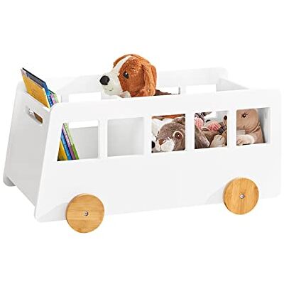 SoBuy Boekenkast voor kinderen, rolkoffer, organizer voor speelgoed en boeken, met 2 vakken, met wielen voor kinderkamer, wit, KMB41-W SoBuy Boekenkast voor kinderen, rolkoffer, organizer voor speelgoed en boeken, met 2 vakken, met wielen voor kinderkamer, wit, KMB41-W