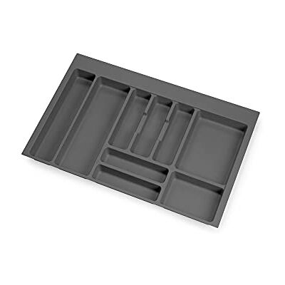 Emuca Bestekorganizer, keukenlade-organizer, bestekbak 736 x 482 mm, 9 vakken, module 80 cm, kunststof, antracietgrijs Emuca Bestekorganizer, keukenlade-organizer, bestekbak 736 x 482 mm, 9 vakken, module 80 cm, kunststof, antracietgrijs