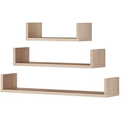 Selsey KASSI Set van 3 minimalistische wandplanken met verhoogde randen, 80/60/40 cm breed (Sonoma) Selsey KASSI Set van 3 minimalistische wandplanken met verhoogde randen, 80/60/40 cm breed (Sonoma)