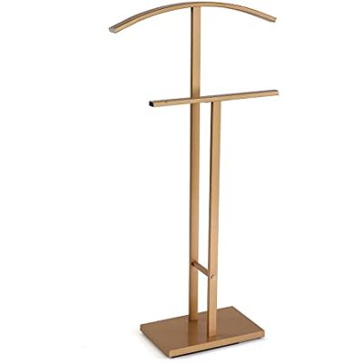 Versa Lund Multifunctionele nachttas met 2 zitstokken, kledingkast voor heren- of dameskleding, slaapkamertas, afmetingen (h x b x l) 100 x 20 x 52 cm, staal, kleur: goud Versa Lund Multifunctionele nachttas met 2 zitstokken, kledingkast voor heren- of dameskleding, slaapkamertas, afmetingen (h x b x l) 100 x 20 x 52 cm, staal, kleur: goud