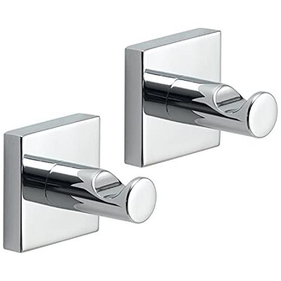 Gedy Beugels, 2 kledinghangers, verchroomd, kledingrek van roestvrij staal 304, cromall en gesatineerd glas, afmetingen 4,7 x 4,7 x 4,8 cm en gewicht 0,1 kg, R&S design, uniek Gedy Beugels, 2 kledinghangers, verchroomd, kledingrek van roestvrij staal 304, cromall en gesatineerd glas, afmetingen 4,7 x 4,7 x 4,8 cm en gewicht 0,1 kg, R&S design, uniek