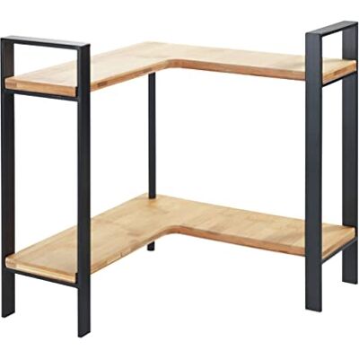 WENKO Keukenhoekrek Lou, elegant metalen keukenrek voor het aanrecht met planken van bamboe, twee etages voor meer opbergruimte in de keuken, (B × H × D): 30 × 33 × 30 cm, zwart/lichtbruin WENKO Keukenhoekrek Lou, elegant metalen keukenrek voor het aanrecht met planken van bamboe, twee etages voor meer opbergruimte in de keuken, (B × H × D): 30 × 33 × 30 cm, zwart/lichtbruin