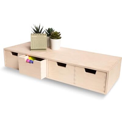 Creative Kleine commode van hout, 4 laden, 56 x 20,5 x 10 cm, bureau-organizer, bureau-organizer, kleine opbergkast, bureau-organizer, accessoires Creative Kleine commode van hout, 4 laden, 56 x 20,5 x 10 cm, bureau-organizer, bureau-organizer, kleine opbergkast, bureau-organizer, accessoires