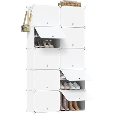 WOLTU Schoenenrek met 10 vakken, schoenenrek voor 40 paar schoenen, schoenenkast voor hal, woonkamer, slaapkamer, schoenenorganizer inclusief WOLTU Schoenenrek met 10 vakken, schoenenrek voor 40 paar schoenen, schoenenkast voor hal, woonkamer, slaapkamer, schoenenorganizer inclusief