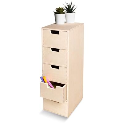 Creative Kleine commode van hout, 5 laden, 15 x 20,5 x 47 cm, bureau-organizer, bureau-organizer, kleine opbergkast, bureau-organizer, accessoires Creative Kleine commode van hout, 5 laden, 15 x 20,5 x 47 cm, bureau-organizer, bureau-organizer, kleine opbergkast, bureau-organizer, accessoires