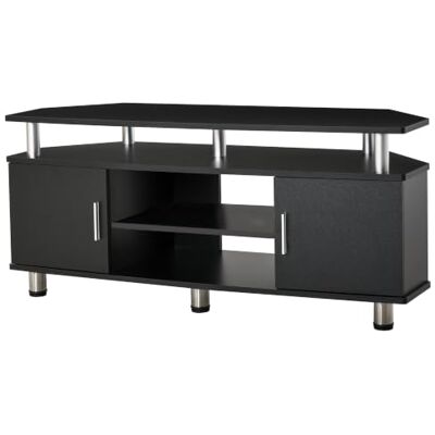 HOMCOM TV-kast voor tv tot 55 inch, 120 x 40 x 52 cm, zwart Houten tv-kast, tv-bank, groot blad, deurkasten, open vak, woonkamer, slaapkamer HOMCOM TV-kast voor tv tot 55 inch, 120 x 40 x 52 cm, zwart Houten tv-kast, tv-bank, groot blad, deurkasten, open vak, woonkamer, slaapkamer
