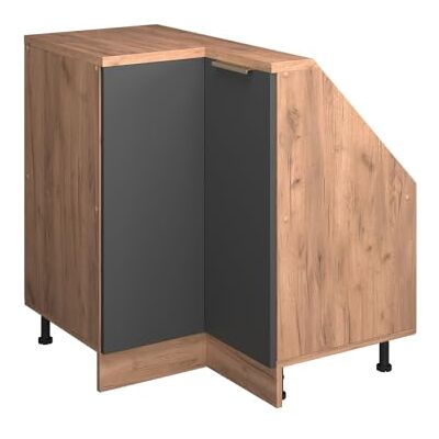 Vicco Opbergkast onder helling, hoekkast Rion, antraciet-goud/eik goud, L 75,6 x D 46 cm met 1 deur, ruimtebesparend voor zolderruimtes Vicco Opbergkast onder helling, hoekkast Rion, antraciet-goud/eik goud, L 75,6 x D 46 cm met 1 deur, ruimtebesparend voor zolderruimtes