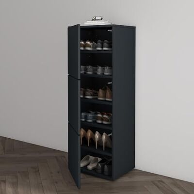 Mai & Mai Schoenenkast commode entree grijs zwart mat Opbergkast voor schoenen, commode met 3 vakken, schoenenrek, 45 x 36 x 120 cm, ACH2 Mai & Mai Schoenenkast commode entree grijs zwart mat Opbergkast voor schoenen, commode met 3 vakken, schoenenrek, 45 x 36 x 120 cm, ACH2