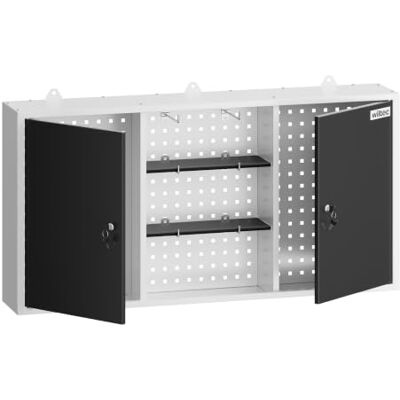 WilTec Werkplaatskast 600 x 1200 x 190 mm, wandgereedschapskast, grijs, opbergrek, afsluitbaar, gatenwand WilTec Werkplaatskast 600 x 1200 x 190 mm, wandgereedschapskast, grijs, opbergrek, afsluitbaar, gatenwand