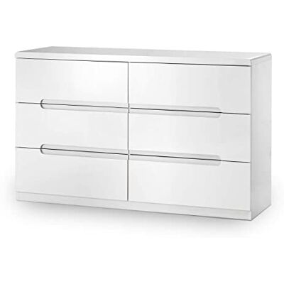Julian Bowen Manhattan commode met 6 laden, wit Julian Bowen Manhattan commode met 6 laden, wit